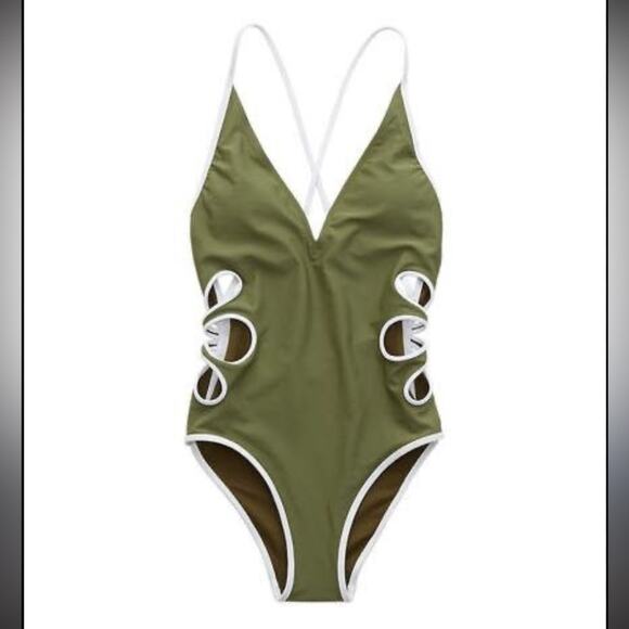 aerie Daisy Side Cut Out One Piece Swim Suit Size XL - Picture 1 of 6